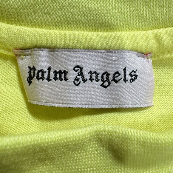 Palm Angels Logo Graphic T-Shirt Mens L Yellow Crewneck Luxury Street Made Italy - Picture 5 of 11